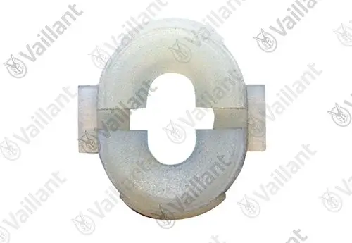 Vaillant Rastbuchse in ovaler Form, durchscheinendes Material, mit seitlichen Halterungen. Geräteteil für Heizkessel, dient der Befestigung.